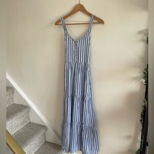 Old Navy Blue and White Striped Maxi Dress - Lightweight Coastal Boho Sundress